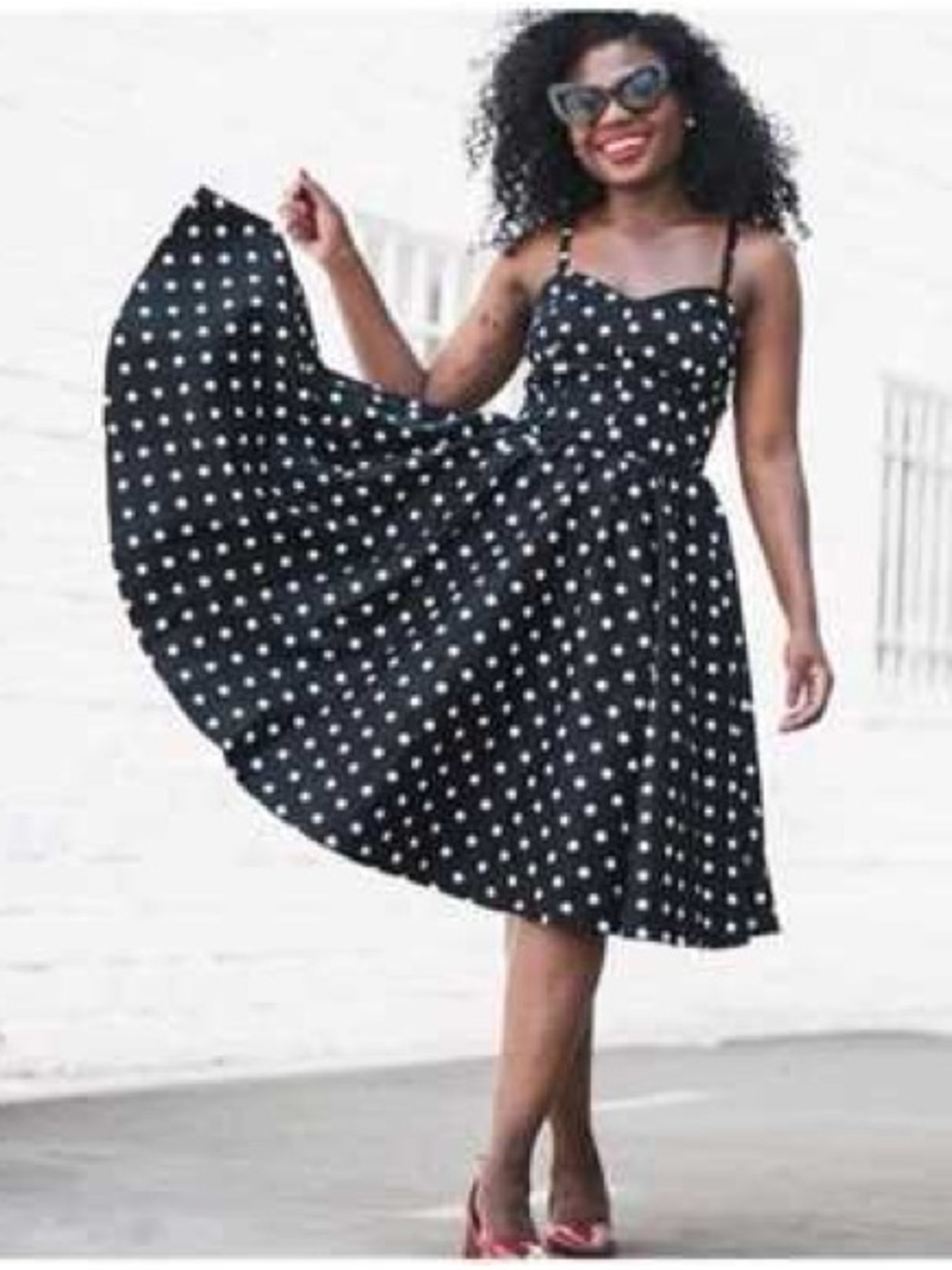 Pinup Couture Black & White Polka Dot Audrey Midi Sundress